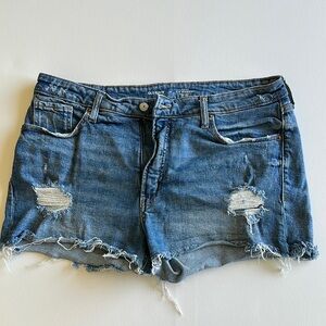 Old Navy High Rise OG Straight Jean Shorts Distressed Cut-Offs Sz 16